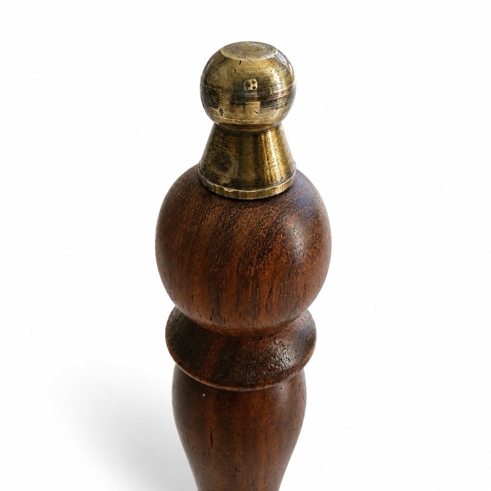 Vintage Heavy Solid Brass Hand Bell Wood Handle Loud Farmhouse Tavern Decor - Picture 3 of 7